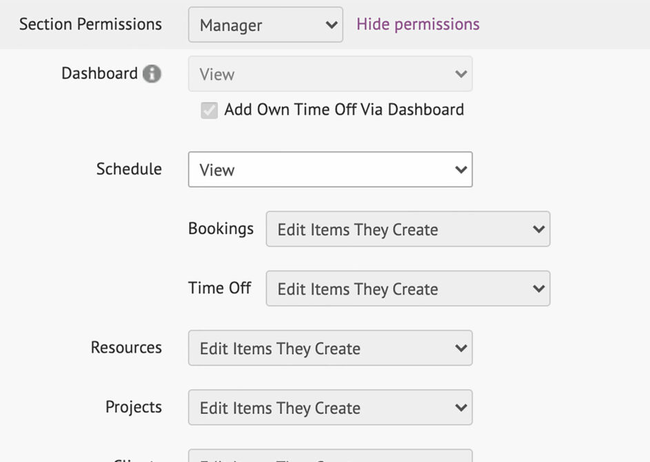 User permissions